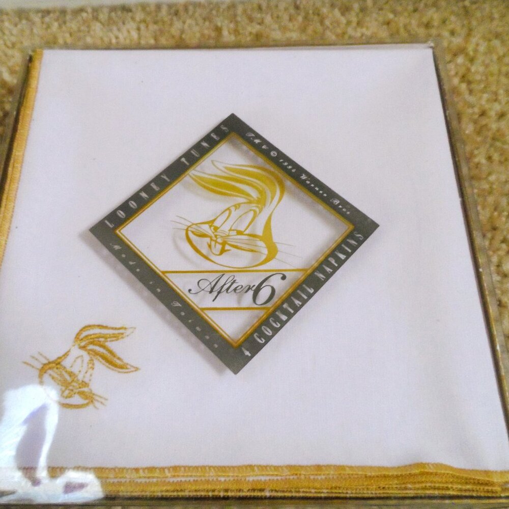 After 6 Vintage Looney Tunes Cocktail Napkins Set of 4, 100% cotton, NEW